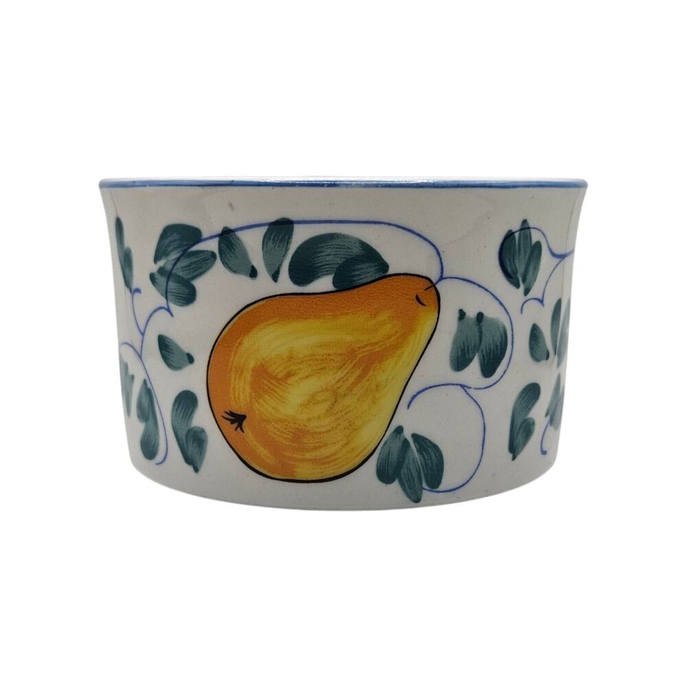 Vintage Fruttie Fruit Pattern Ceramic Bowl Pear Grapes French Country Decor